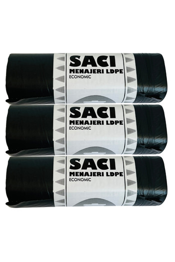 LYOBEST Set of 30 LDPE garbage bags, resistant, economical, black, capacity 120 l, 10 pcs/roll