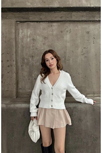 fujya Asymmetrical Buttoned Frida Knitwear Cardigan