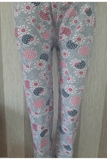 Butik Pink Front Patterned 100% Cotton Long Sleeve Top and Long Bottom Women's Pajama Set