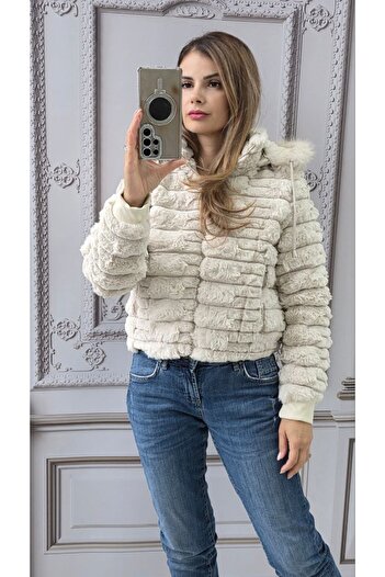 GLAMSI Women's jacket with Hooded and eco-friendly fur