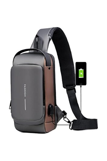 RorAem Intelligent Crossbody 3-in-1 Backpack with USB Charging, Waterproof, Unisex, Black-Brown
