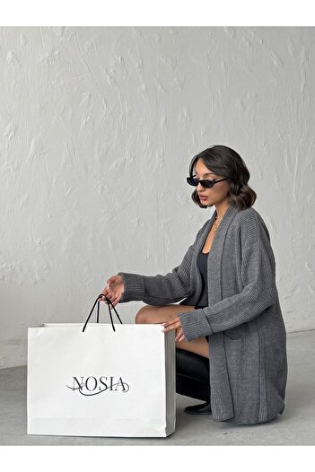 Nosia Women's Shawl Collar Pocketed Knit Cardigan