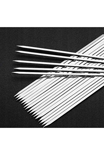 OEM Set of 20 stainless steel barbecue skewers 32cm, DECORTREND, silver, spiral design