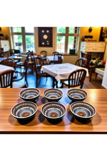 sharp&art Hand-Painted Ceramic Bowl World, Sauce, Snack, Jam Bowls, 10 Different Models, 8 cm