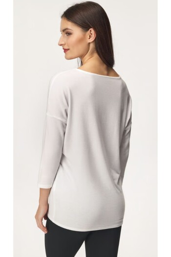 HepsitrentStore Long Sleeve White Crew Neck Knit Blouse