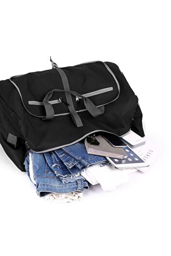 OEM Foldable Travel Bag, 65L, Multifunctional, Shoe Compartment, Black, 63x29x35cm