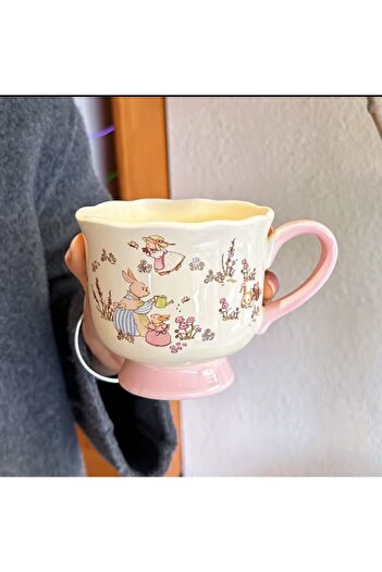 Generic Cute cartoon rabbit patterned mug with spoon