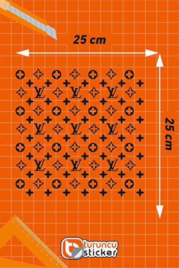 Turuncu Sticker Lv Pattern Dotless Sticker Label 25X25 cm - Vehicle - Motor - Laptop - Helmet Sticker