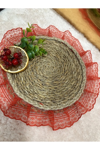 Marrone American Serving Coffee Stand Wicker Tray
