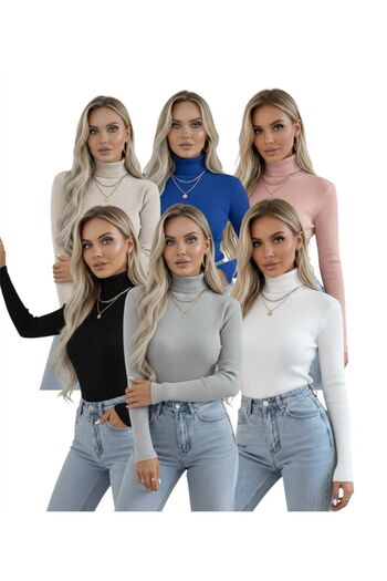 hashtag Women's Sweater Turtleneck Bodysuit – 6 Colors Advantageous Package Slim Fit Basic Comfortable Stylish