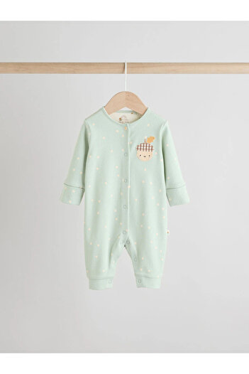 Next Baby %100 Organik Pamuklu Krem Renkli Animal Desenli Fermuarlı 3 lü Uyku Tulumu Set ALYAW2296