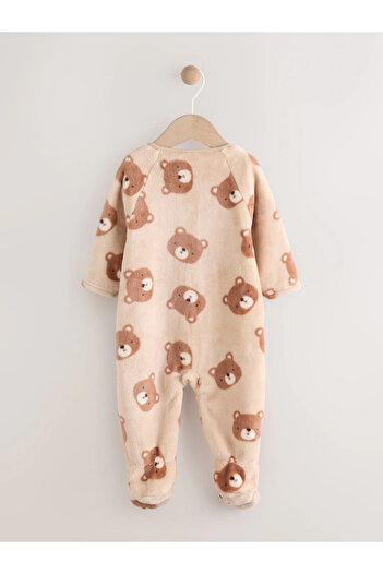 Next Baby 100% Organic Cotton Teddy Bear Patterned Brown Fleece Sleeping Bag Alyaw3063