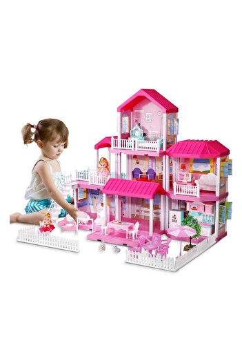 TOY GARDEN Dollhouse Dreamhouse Building Toys | DIY House with Furniture, Movable Slides, Pets & Dol
