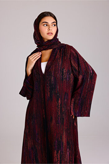 IKKXA Modern Maxi Printed Design Red Abaya