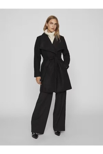 VILA Classic coat in wool blend with notched collar Vidirector, Black, 42
