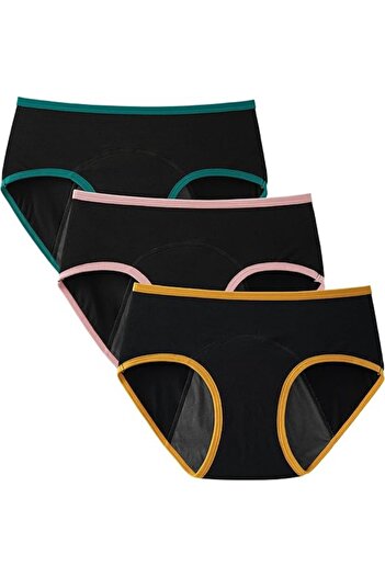 INNERSY Set of 3 pairs of reusable cotton menstrual panties, for girls 14-16 years old,