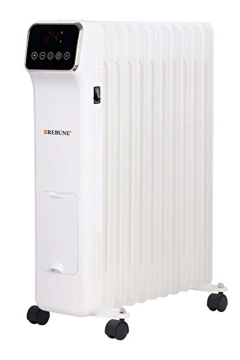 rebune Oil Heater with 11 Fins, Digital Display, Remote Control, 3 Heat Settings, 2500 W RE-7-085 Wh