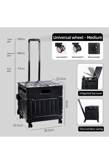 Generic Portable Folding Shopping Cart With Secure Lid 75L (white)