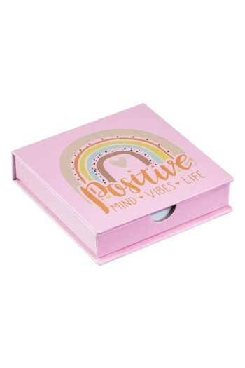 ANTBRO Sticky Notes Cube Antbro® with 150 White Sheets, Pink Paper Box with Lid and Message, 9.5x9.5x2.5cm