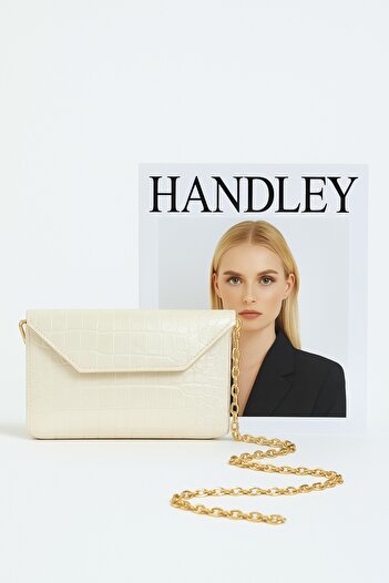 Handley Luxury Crocodile Patterned Chain Strap Double Compartment Shoulder Bag