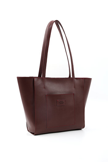 SHAKA Bordo Shk255 Large Size Faux Leather Hand, Arm and Shoulder Bag with Front Pocket and Zipper