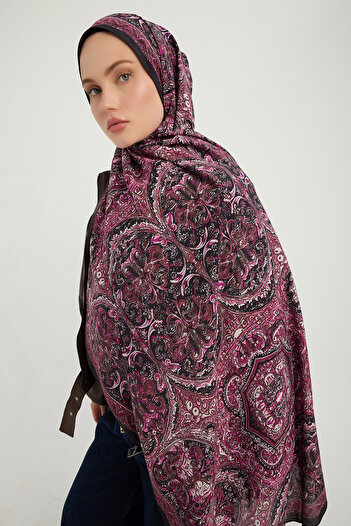Schaless Eternal Palaces - Cherry - Vierra Patterned Viscose Shawl - 70X190 cm