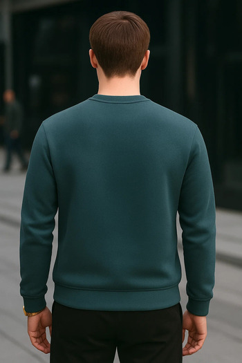 SILVANO Men's Basic Cotton Loose Winter Loose-Fit Blue Sweatshirt
