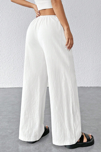 ALFA AKSESUAR 03 Women's White Loose Cut Pocket Wide Leg Drape Pants