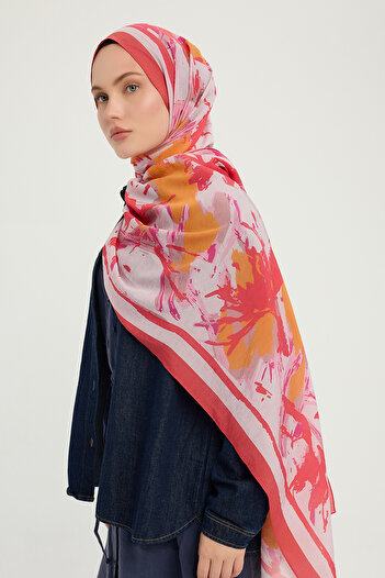 Schaless Free Brushes - Pomegranate Flower - Vierra Patterned Viscose Shawl - 70X190 cm