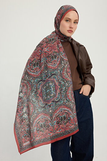 Schaless Eternal Palaces - Burgundy - Vierra Patterned Viscose Shawl - 70X190 cm