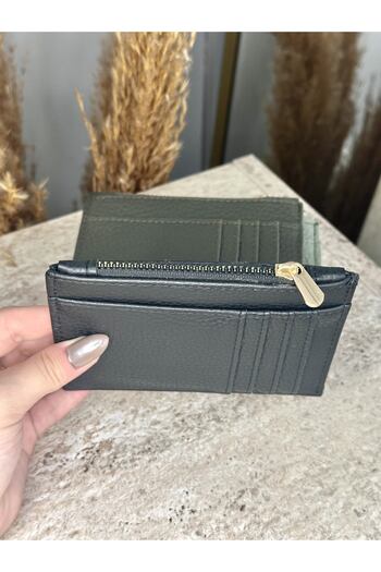 MODA Faux Leather Black Women's Card Holder - with Zippered Card Holder and Coin Compartment