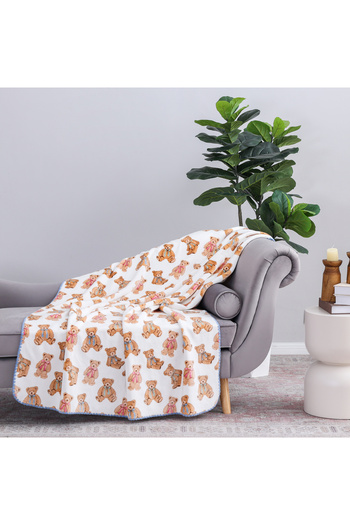 Bee Home Teddy Bear Double Faced | Single Fur Shawl