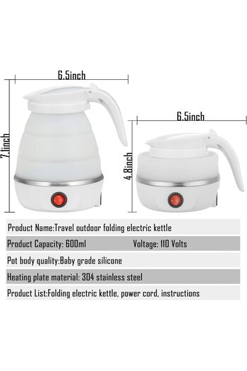 Generic Travel Kettle Electric Small Foldable Portable Kettle, Silicone Collapsible Heating Water Boiler Tea