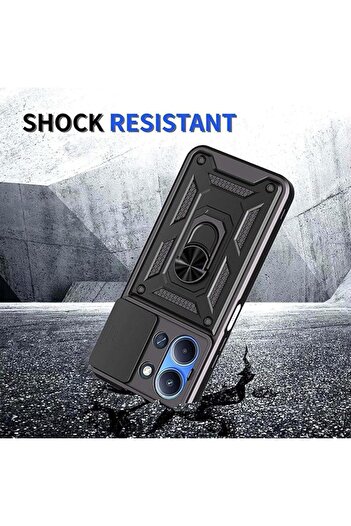 Fibaks Xiaomi Redmi 15C Case Camera Protection Sliding Ring Armor Military Tank Protective Cover