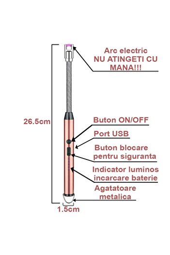 OptimStar Electric lighter, rechargeable, wireless, USB cable, flexible, 5-level charging display, Pink