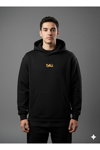 By Caspita Fashion Lenithra Salvador Dali Back Printed Unisex Oversize Black Hoodie