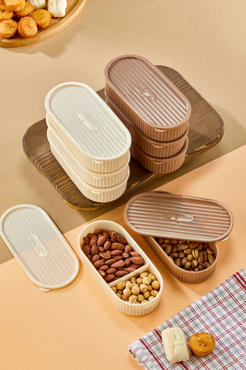 MİMOZA PARK 8 Covered Storage Containers with Dividers - 4 Divided Models, 4 Flat Models