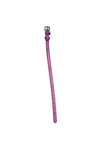 Vision XXI Zgarda Din Piele Ecologica Cu Oase, Vision XXI, Roz,1.5cm, reglabila 27-36 cm