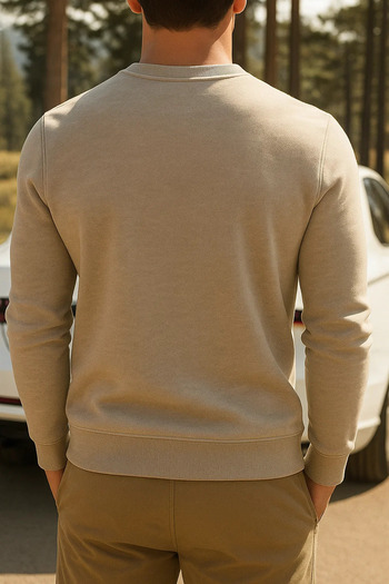 SILVANO Men's Casual Cotton Comfort Cream Basic Sweatshirt