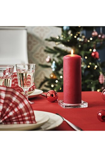 IKEA FENOMEN Unscented pillar candle, red, 19 cm