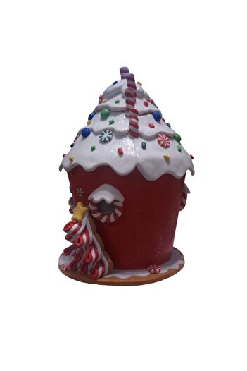 Vision XXI Decorative Musical House, Large Round with Lights, Gingerbread and Candy Look, Vision XXI, h=30cm, d