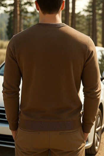 SILVANO Men's Casual Cotton Comfort Brown Basic Sweatshirt