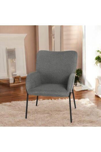 Generic Modern Gray Fabric Chair with Armrests and Sturdy Metal Legs - Perfect for Living Room or Office