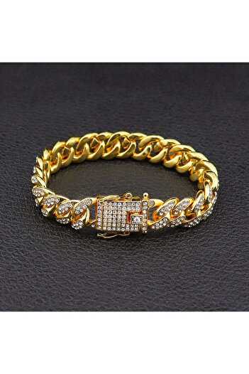 Valuxy Set 2 Bracelets Cuban and Tennis, Gold