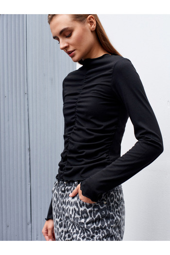 Dilvin 32112 Drawstring Top-Black