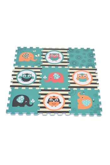 Moni Toys Soft Puzzle Carpet Elephant and Owl from EVA Foam – 9 Large Pieces, 31x31 cm, Non-Slip,