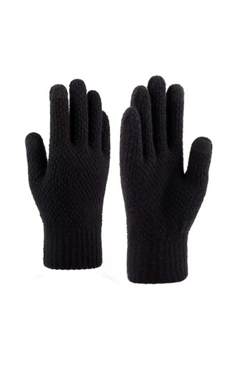 Optim Solution Winter Gloves, OPTIM SOLUTION, Touchscreen Function, Knitted Acrylic, Black
