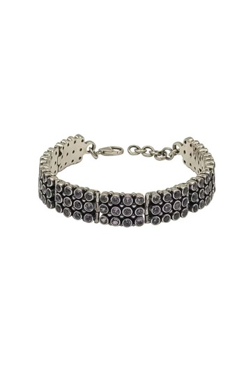 Eylül silver Wide oxidized silver bracelet with amethyst
