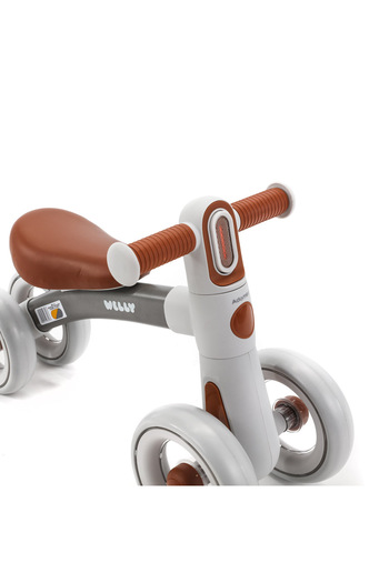 ADAMEX Welly 4-wheel balance bike, with LED handlebar lighting, EN71 tested, Caramel Grey