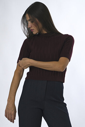 ABBRA Women's Short Sleeve Single Ribbed Sweater